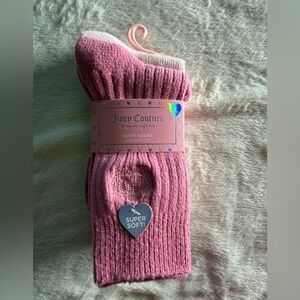 ADORABLE JUICY COUTURE SUPER SOFT BOOT SOCKS Crown 2pk Pink